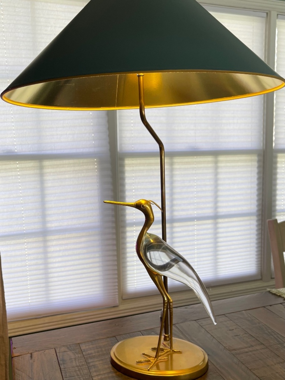 Rare 1985 Chapman Brass and Crystal Egret Lamps
